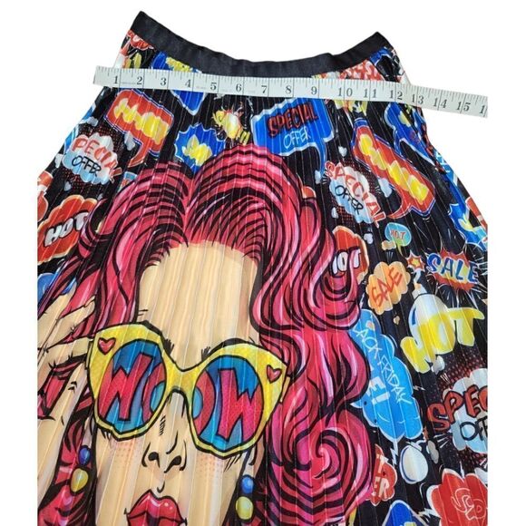 NWT Pop Art Cartoon Kiki Comic Chic High Waist Pleated Skirt OSFM - Picture 9 of 12